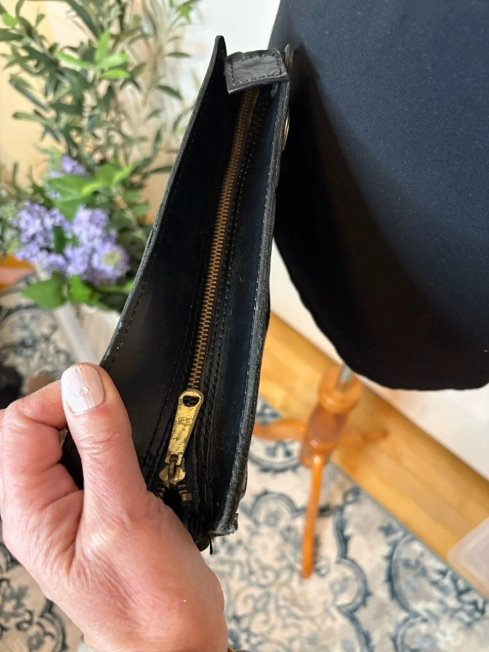Black Leather Shoulder Bag | Vintage Korea